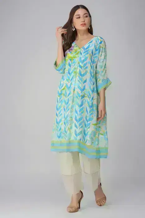 BLUE LEAF PRINTED KURTA SET